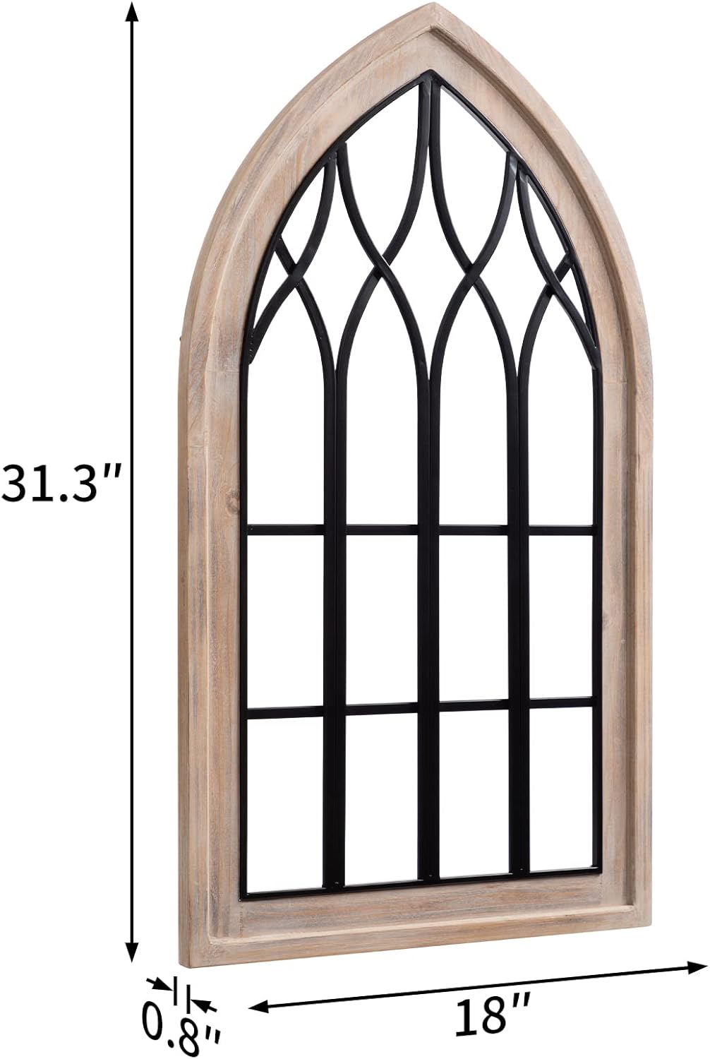 Arched Wood and Metal Rustic Window Frame, Distressed Rustic Brown, Pack of 2 P210684