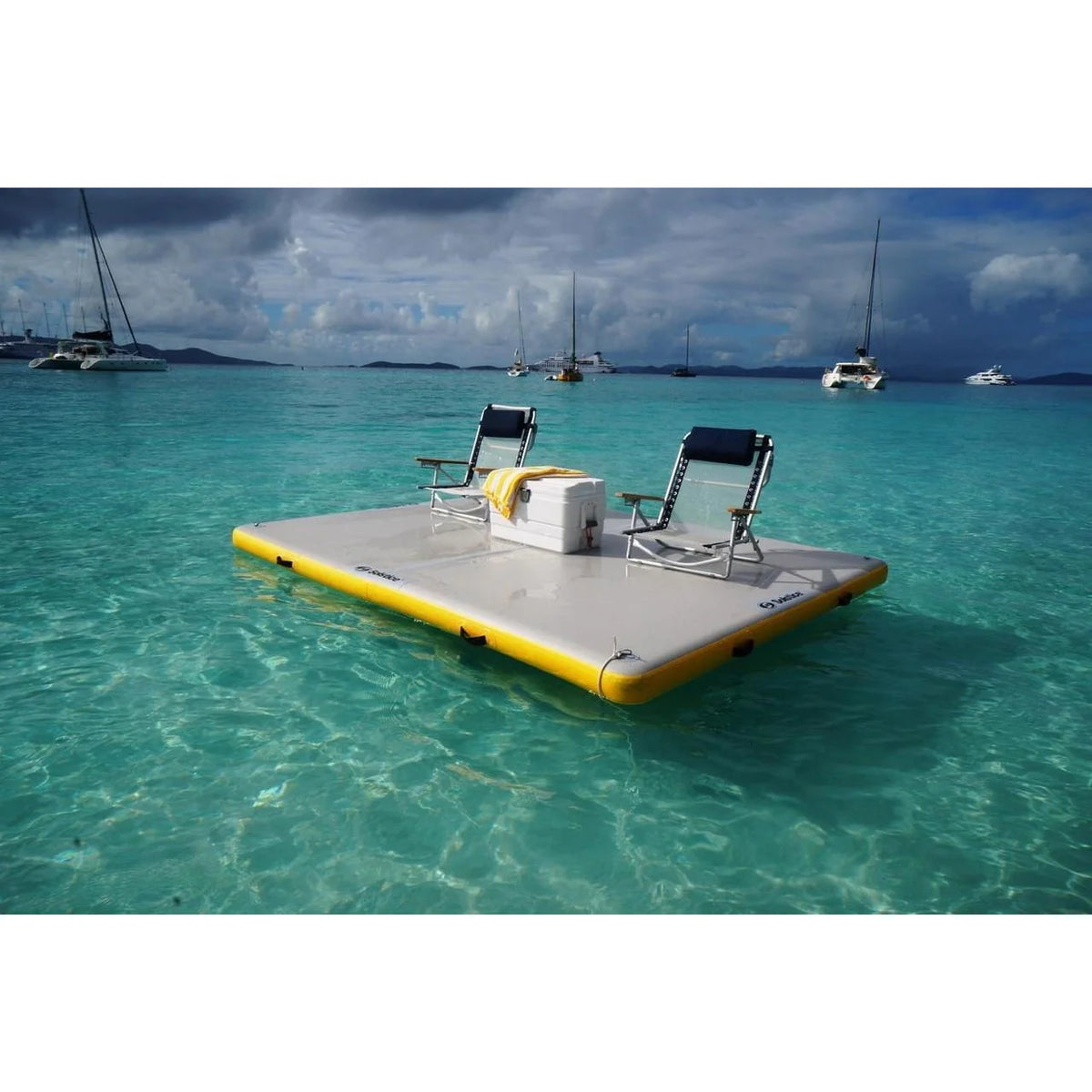 6-Ft Yellow and White Inflatable Dock with Handles O9437