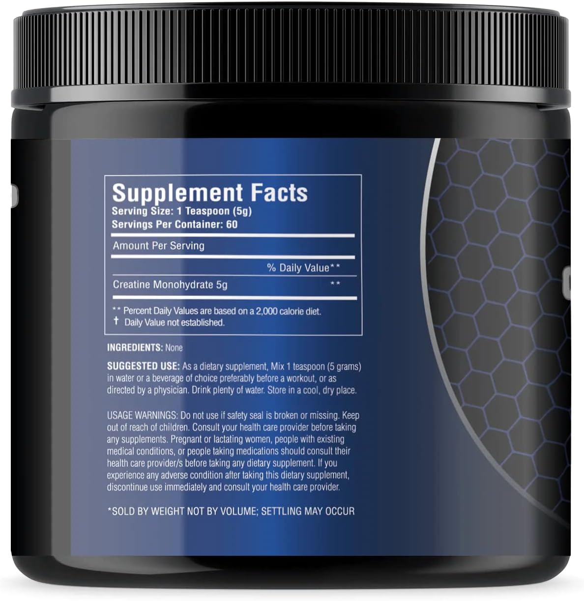100% Pure Creatine Monohydrate Powder, 300 Grams, 60 Servings O43614