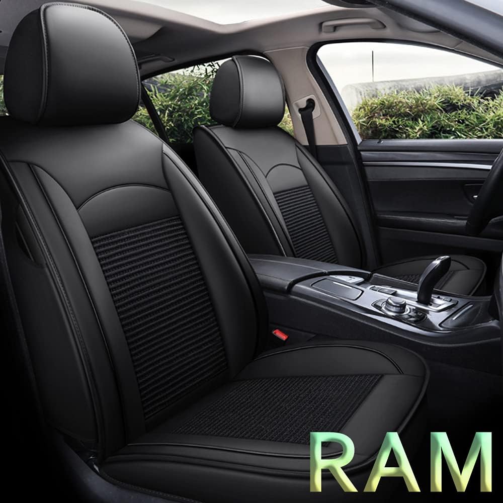 Custom Car Seat Covers Full Set 5 Seats Faux Leather Waterproof Black Y96543