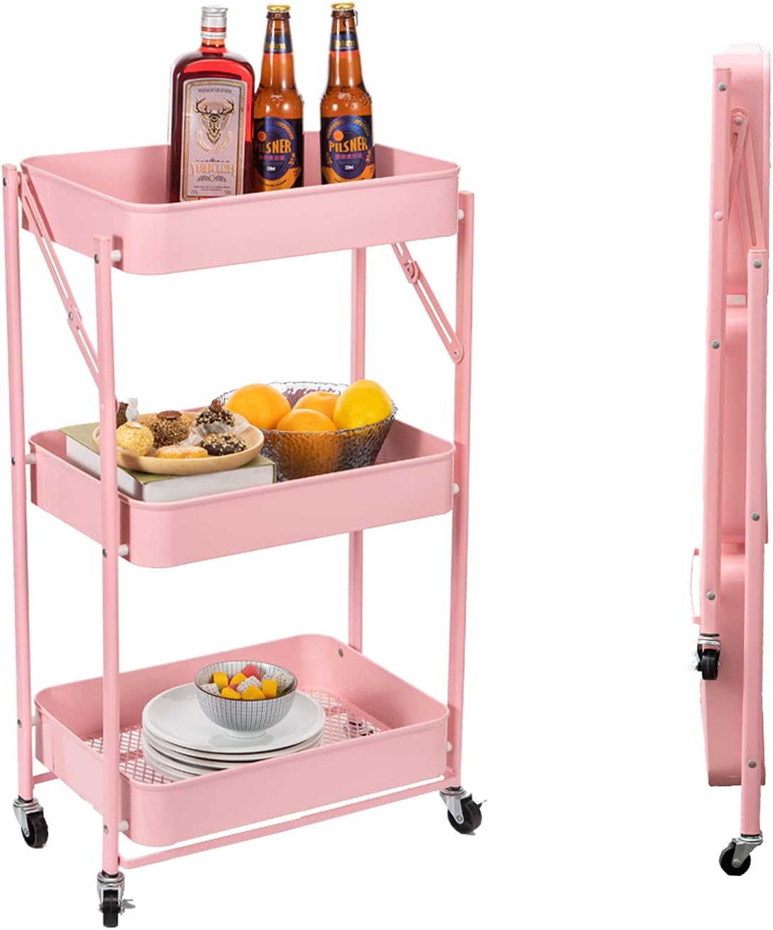 Blue 3 Tier Metal Rolling Cart E41013