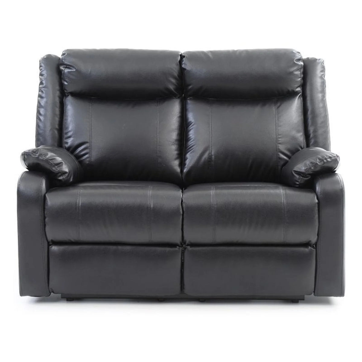 Black Faux Leather Double Reclining Loveseat D169036
