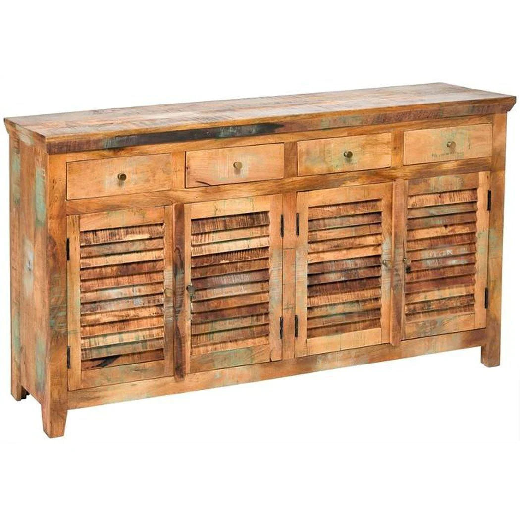 72" Reclaimed Wood 4 Drawers & Doors Sideboard Cabinet D137