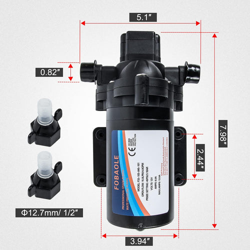 12V Fresh Water Pump with Pressure Switch 3.5 GPM 45 Psi T57468