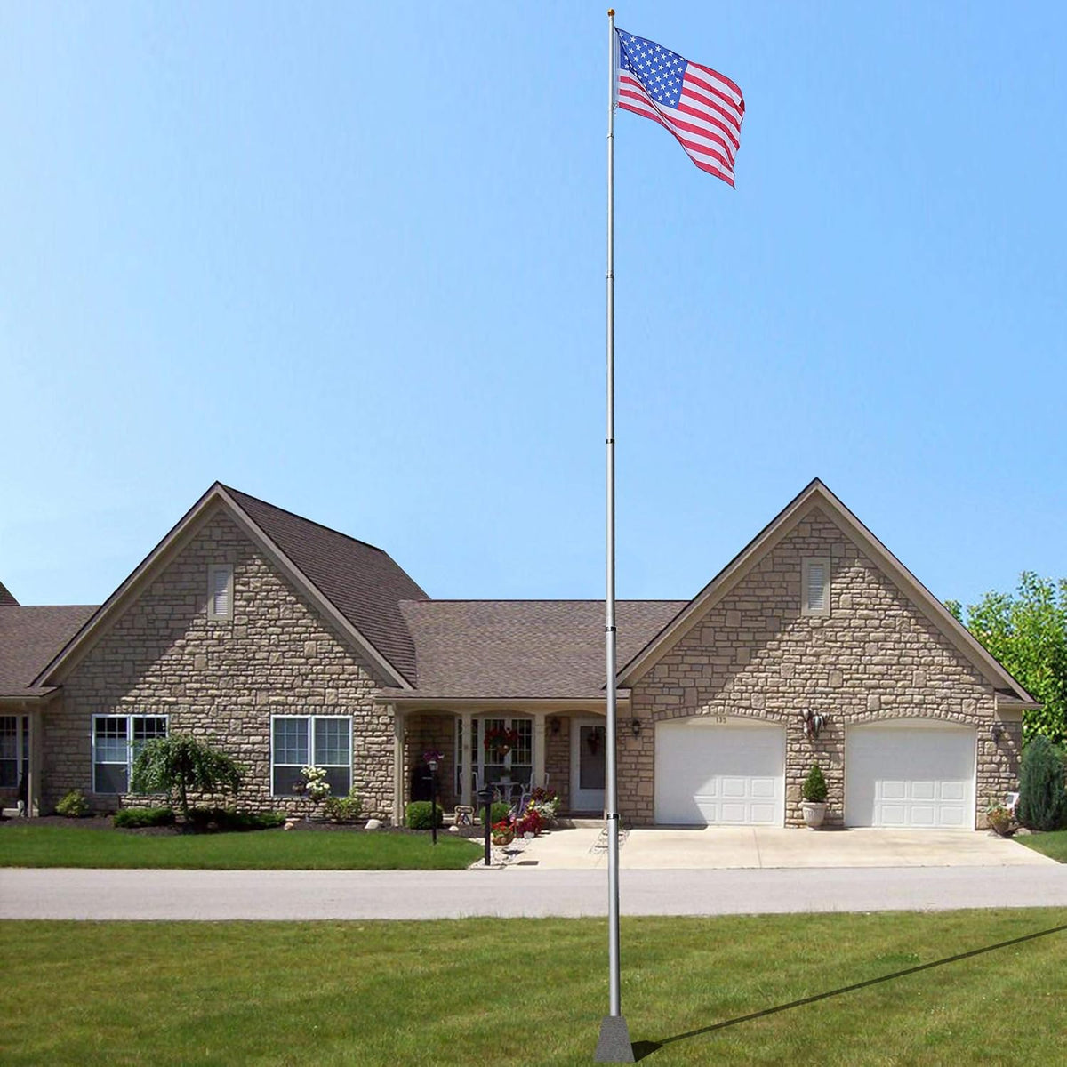 30ft Telescopic Flag Pole Kit Adjustable Aluminum W233644