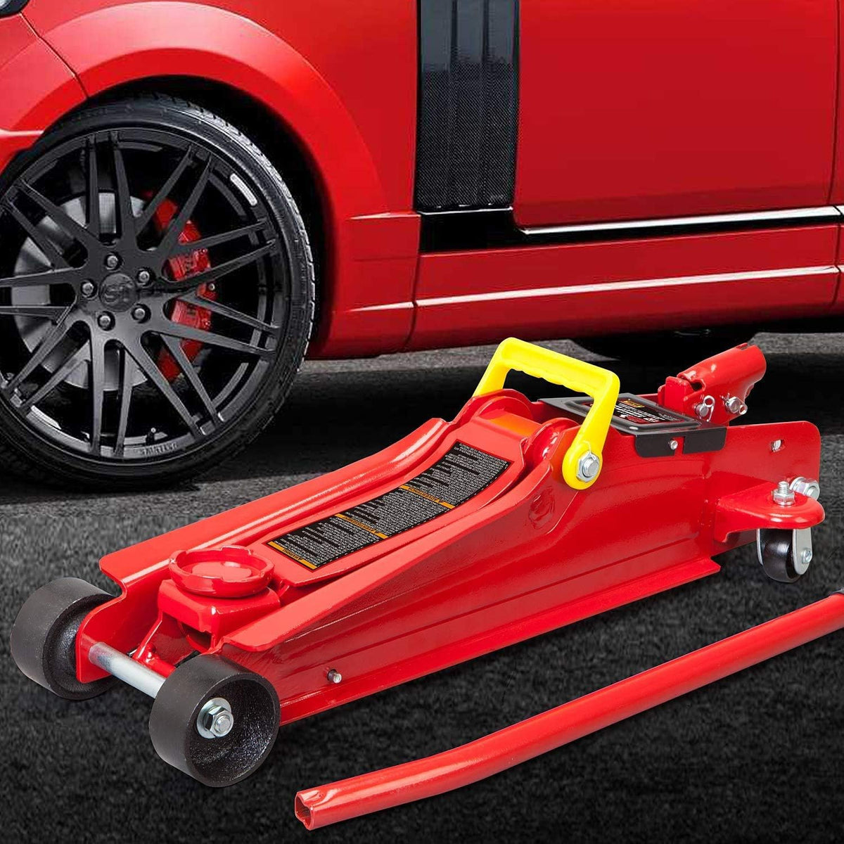 2.5 Ton Hydraulic Low Profile Trolley Floor Jack, Red, Pack of 2 H376
