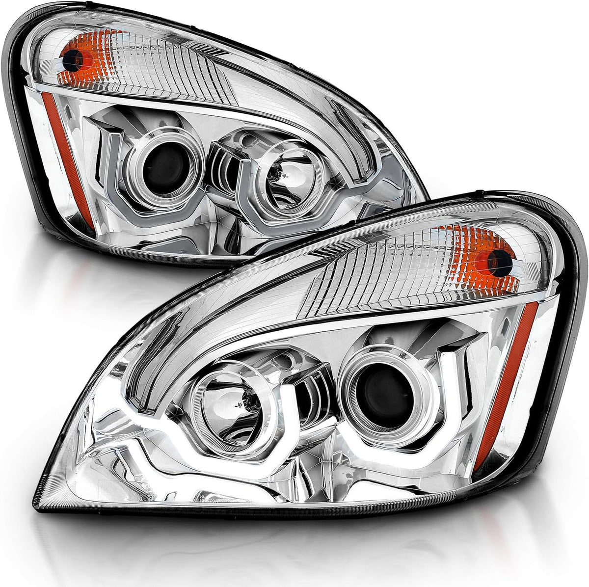Black Projector Replacement Headlights Dual LED Bar Set Pair M58569