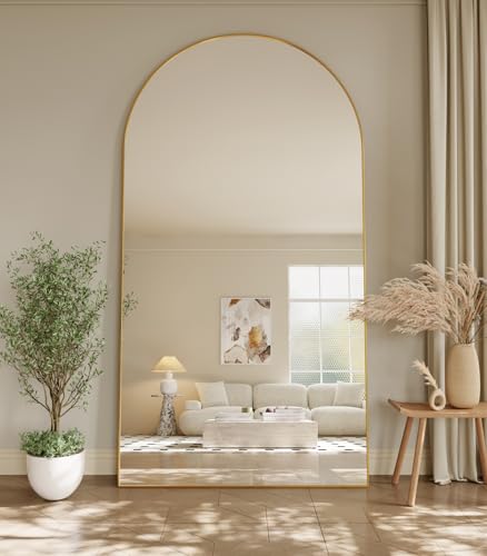 57" x 20" Arched Full Length Mirror Aluminum Alloy Frame Y189190