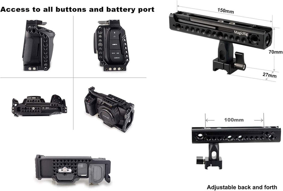 BMPCC 4K & 6K Cage with Rotating NATO Handle, T5 SSD Mount K89563