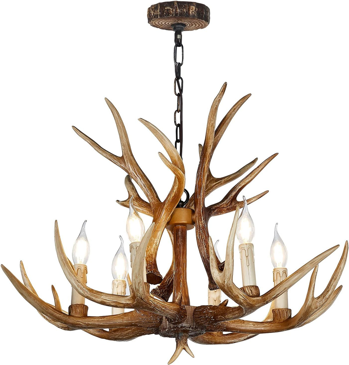 Antler Chandelier 6 Light Vintage Style Resin 28 Inch V8850