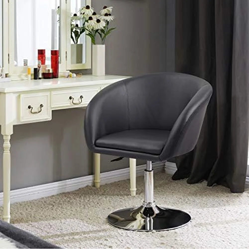 Black Jumbo Size PU Leather Round Swivel Chair F4375
