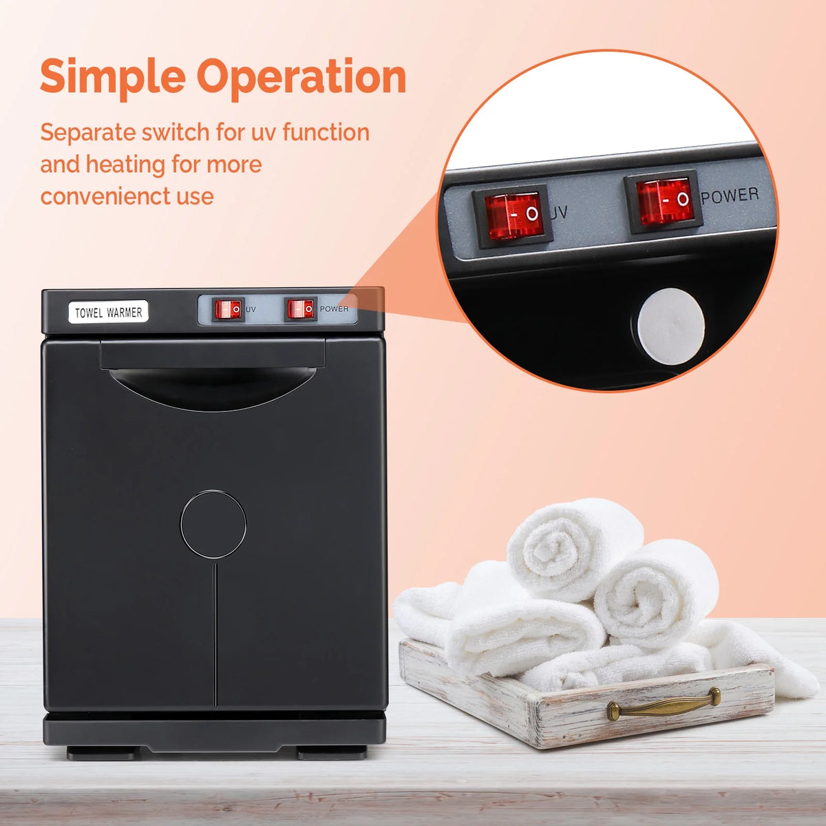 Black 5L Hot Towel Warmer UV Sterilizer Cabinet W345216