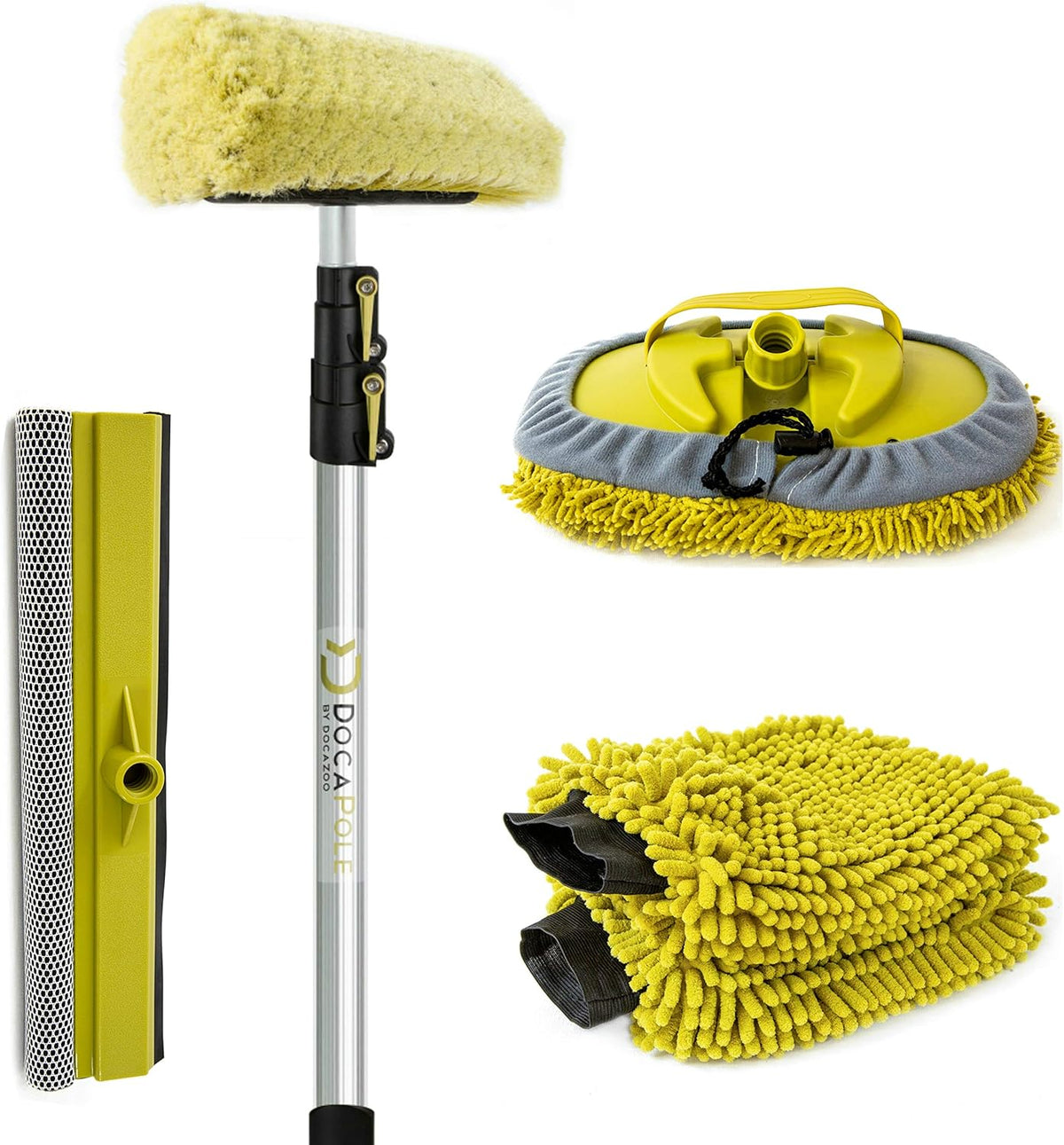 5-12 Foot Car Cleaning Kit with Soft Car Wash Brush, Car Squeegee, Car Wash Mitt (2X), Microfiber Cleaning Head & 12’ Extension Pole X2318