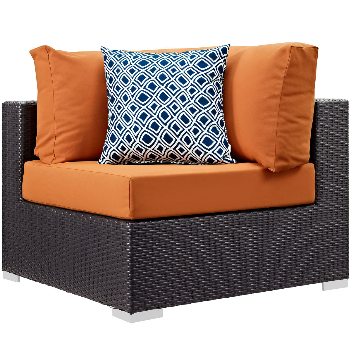 5 Piece Outdoor Patio Sectional Set in Espresso Orange Y1295