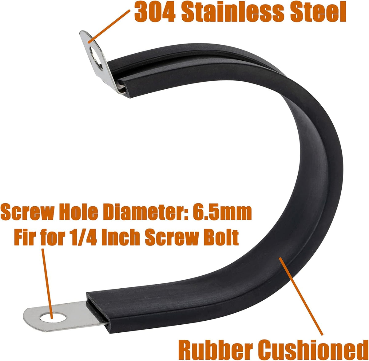 80pcs 304 Stainless Steel Rubber Cushioned Pipe Clamps Assortment Kit X86718