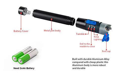 30mW 30KM Visual Fault Locator Red Light Fiber Optic Cable Tester X549425