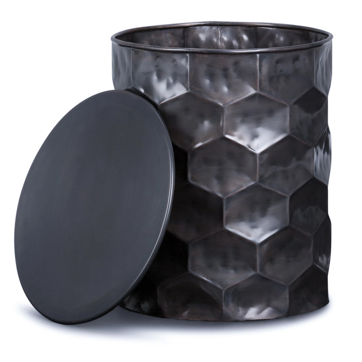 Bronze Metal Storage Accent Side Table I722741