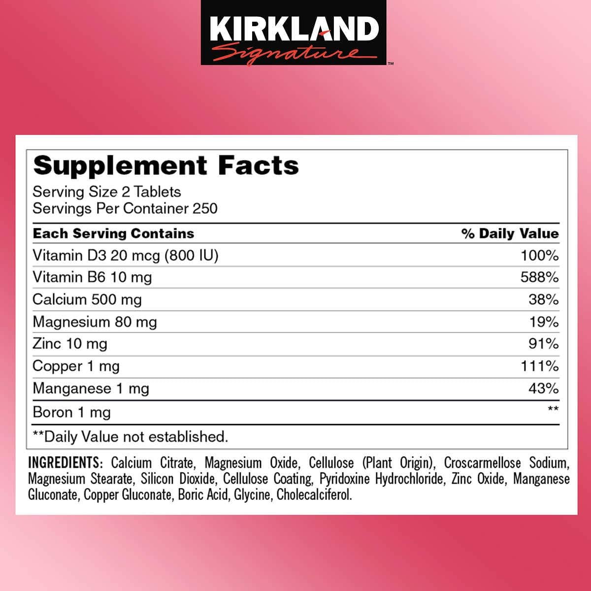 500 Count Calcium Citrate Magnesium and Zinc with Vitamin D3 M464