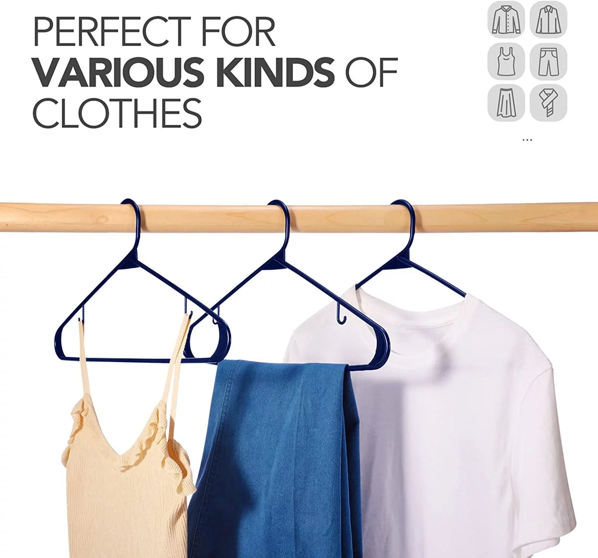 60 Pack Navy Blue Plastic Clothes Hangers Y410404