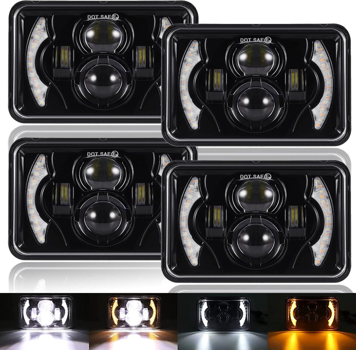 4x6 Inch LED Headlights with DRL Sealed Beam Rectangular Replacement L3509