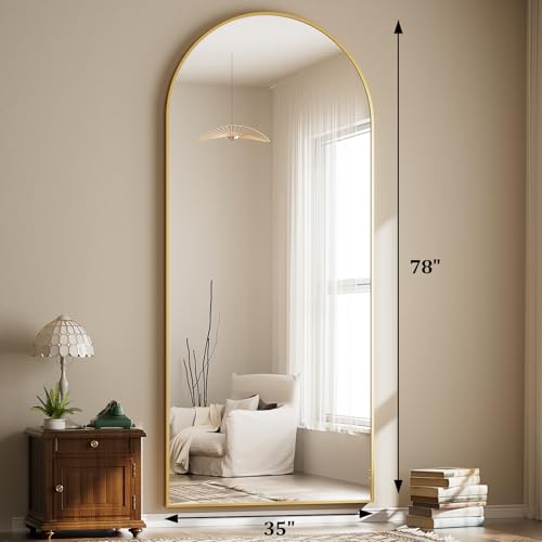 57" x 20" Arched Full Length Mirror Aluminum Alloy Frame Y189190