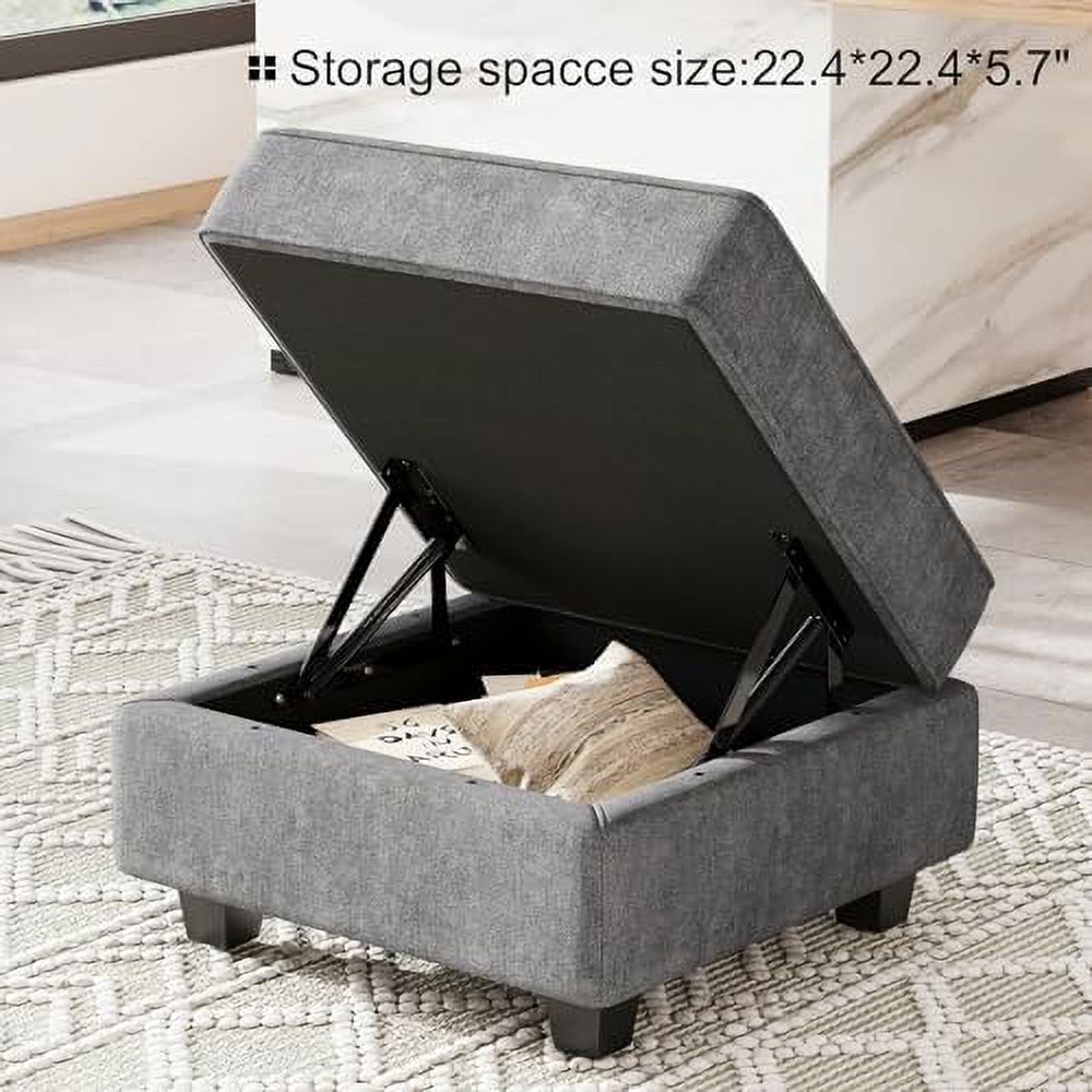 Black Fabric Modular Sectional Sofa with Ottoman Q921042