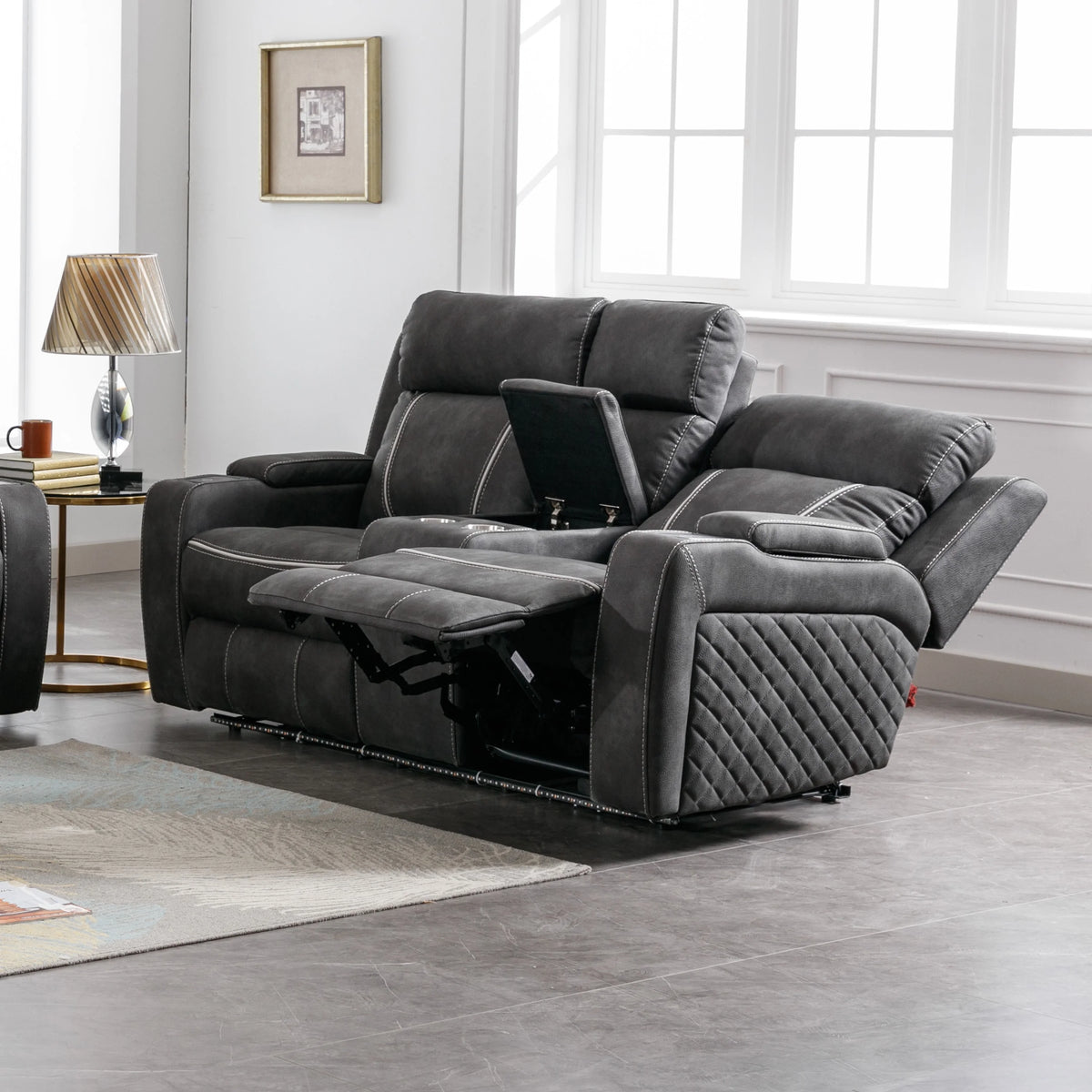 Brown Velvet-Like Reclining Love Seat S9924