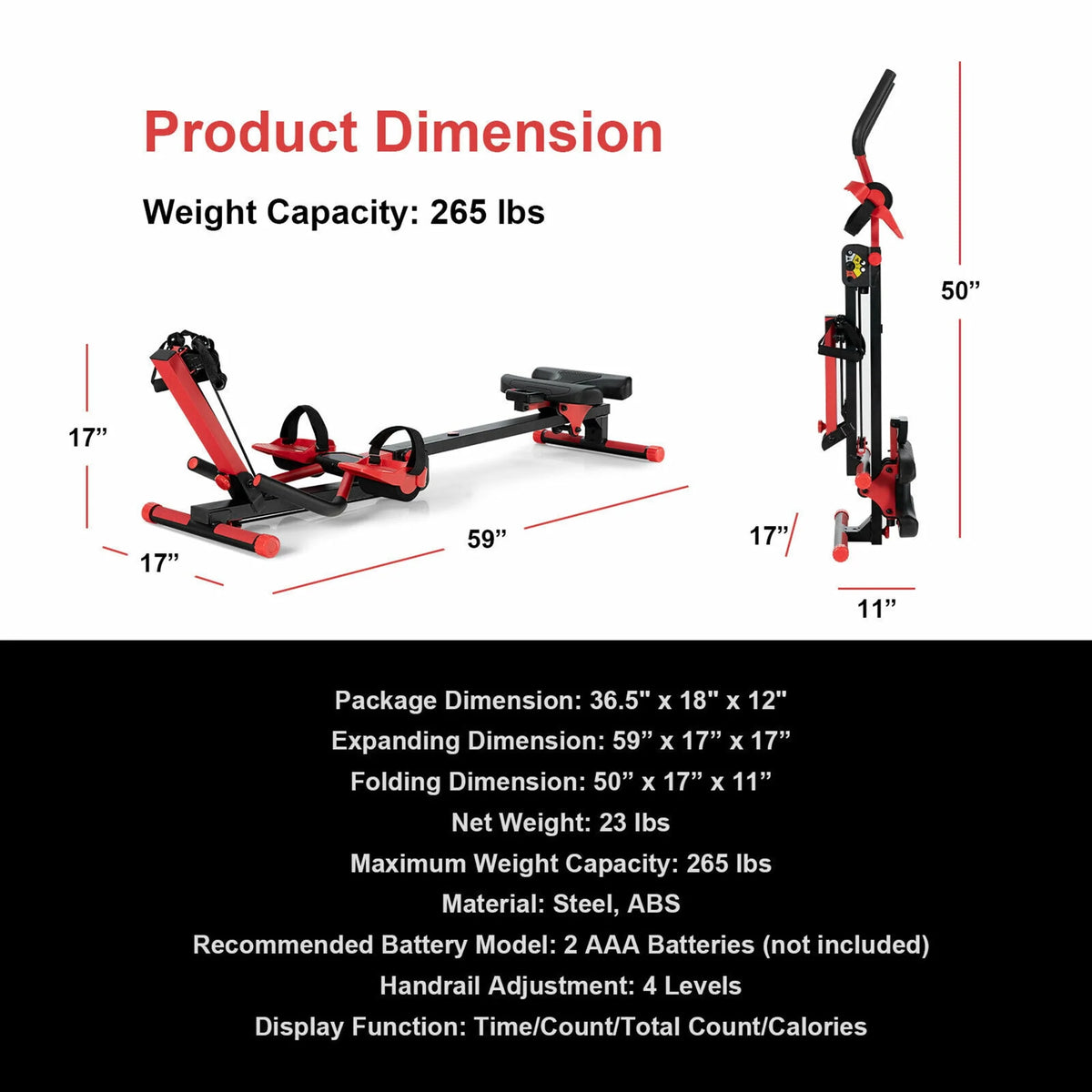 4 in 1 Folding Rowing Machine D67069