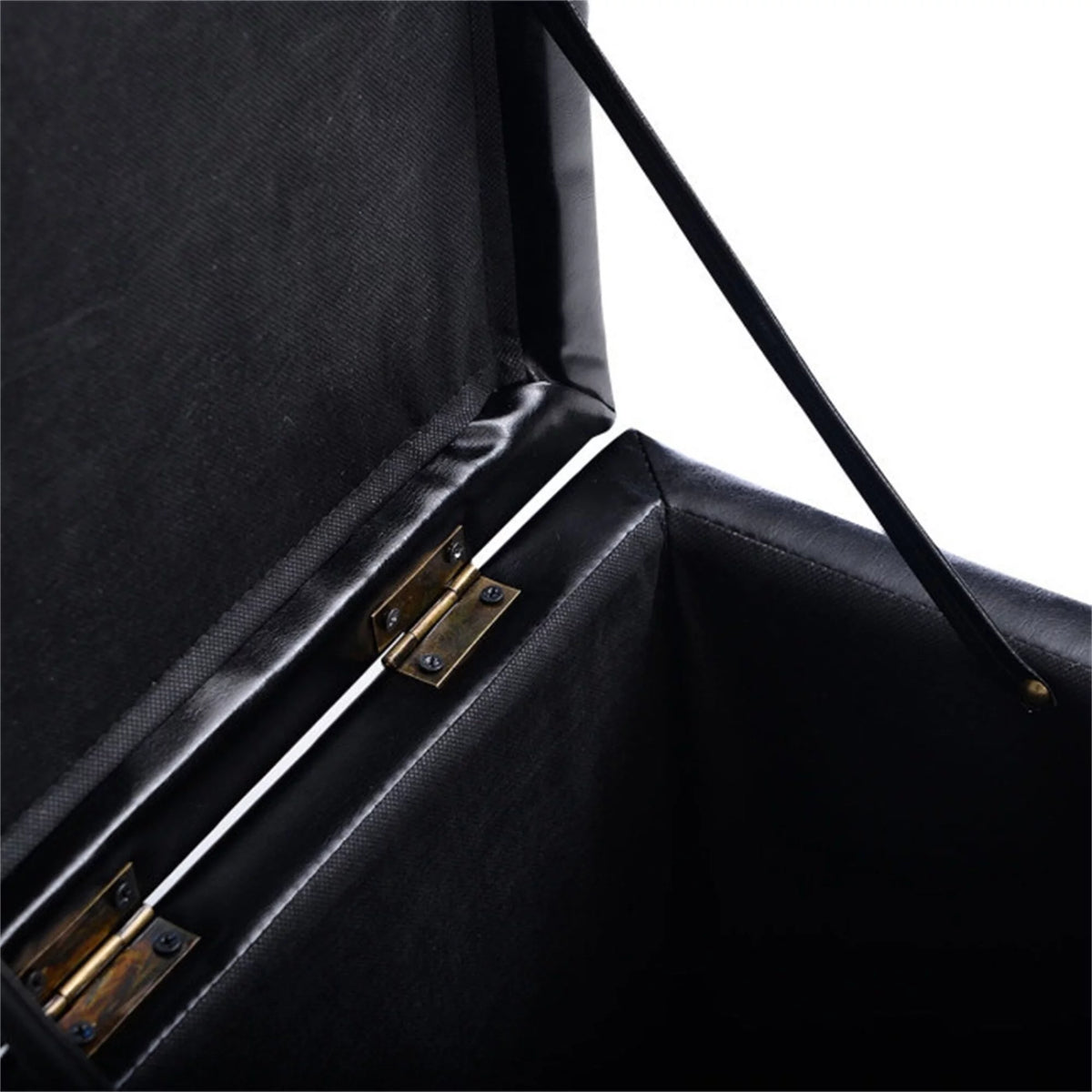 16 Inch Black PU Leather Ottoman Pouffe Storage Box I1698