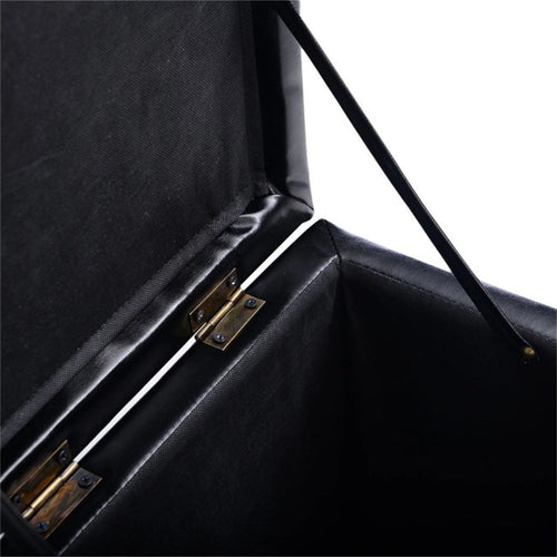 16 Inch Black PU Leather Ottoman Pouffe Storage Box I1698
