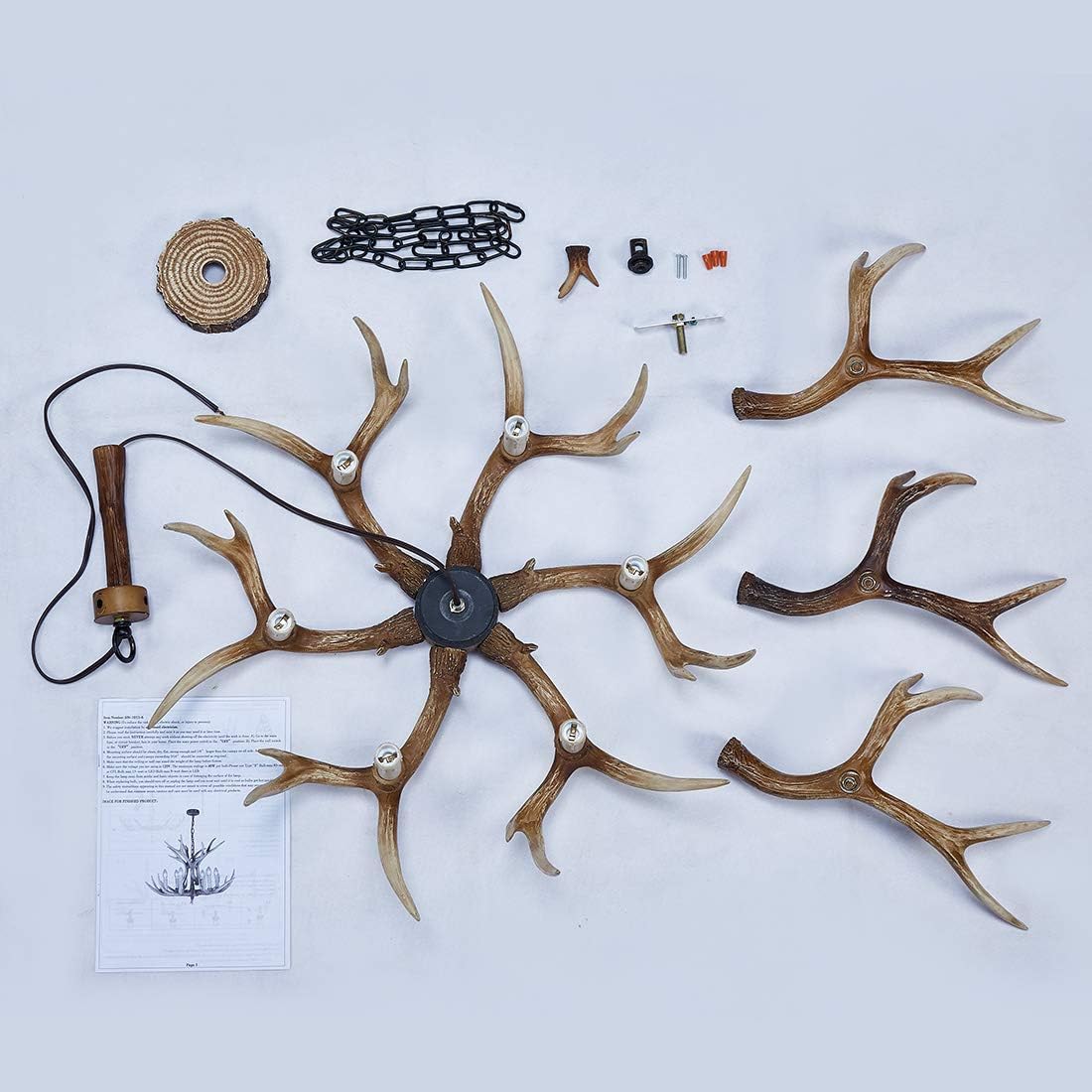 Antler Chandelier 6 Light Vintage Style Resin 28 Inch V8850