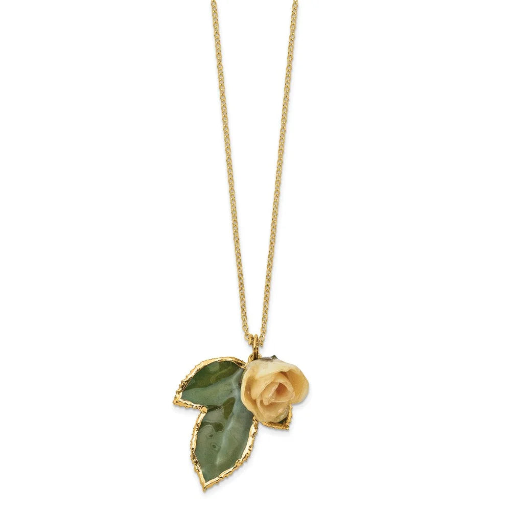 24K Gold-trim Lacquer Dipped Leaf 20 inch Necklace O991483