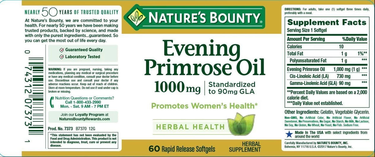 6 Pack Evening Primrose Oil 1000 mg Softgels 60 ea F59531