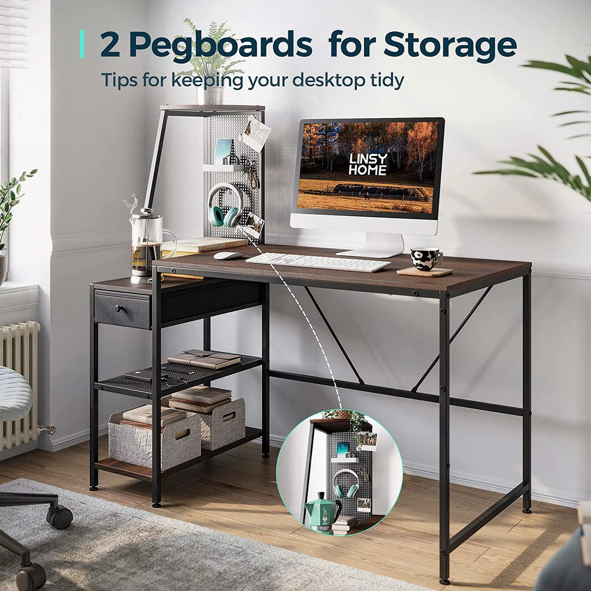48 Inch Computer Desk with Shelves and Storage Drawer Z104647