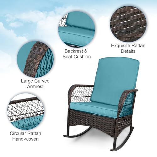 3 pcs PE Wicker Outdoor Rocking Chairs P974