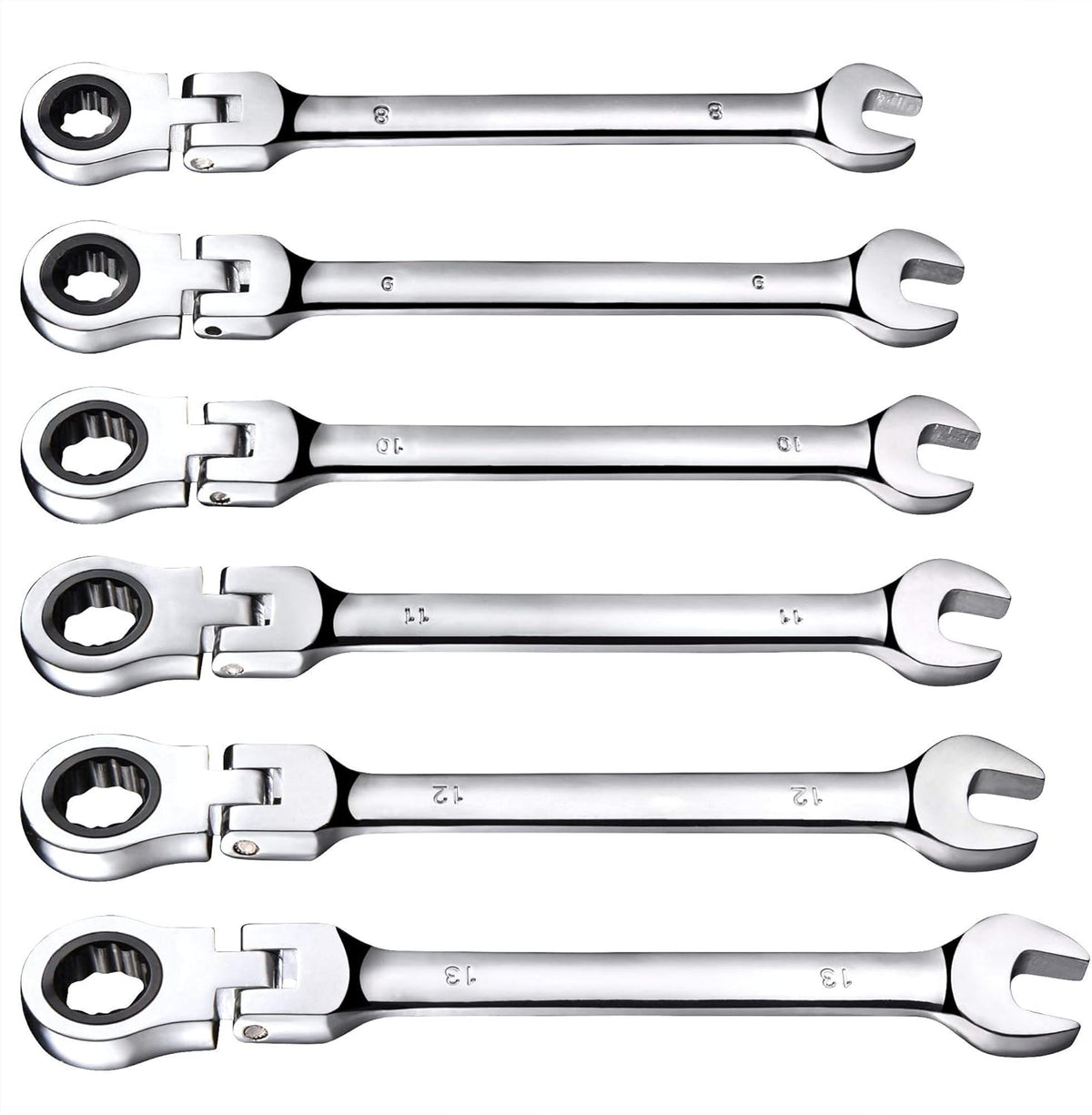 12pc 8-19mm Metric Movable Head Ratchet Wrench Combination Set N1066