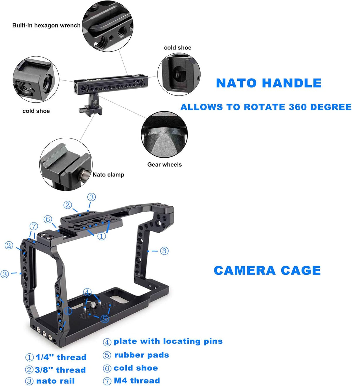 BMPCC 4K & 6K Cage with Rotating NATO Handle, T5 SSD Mount K89563