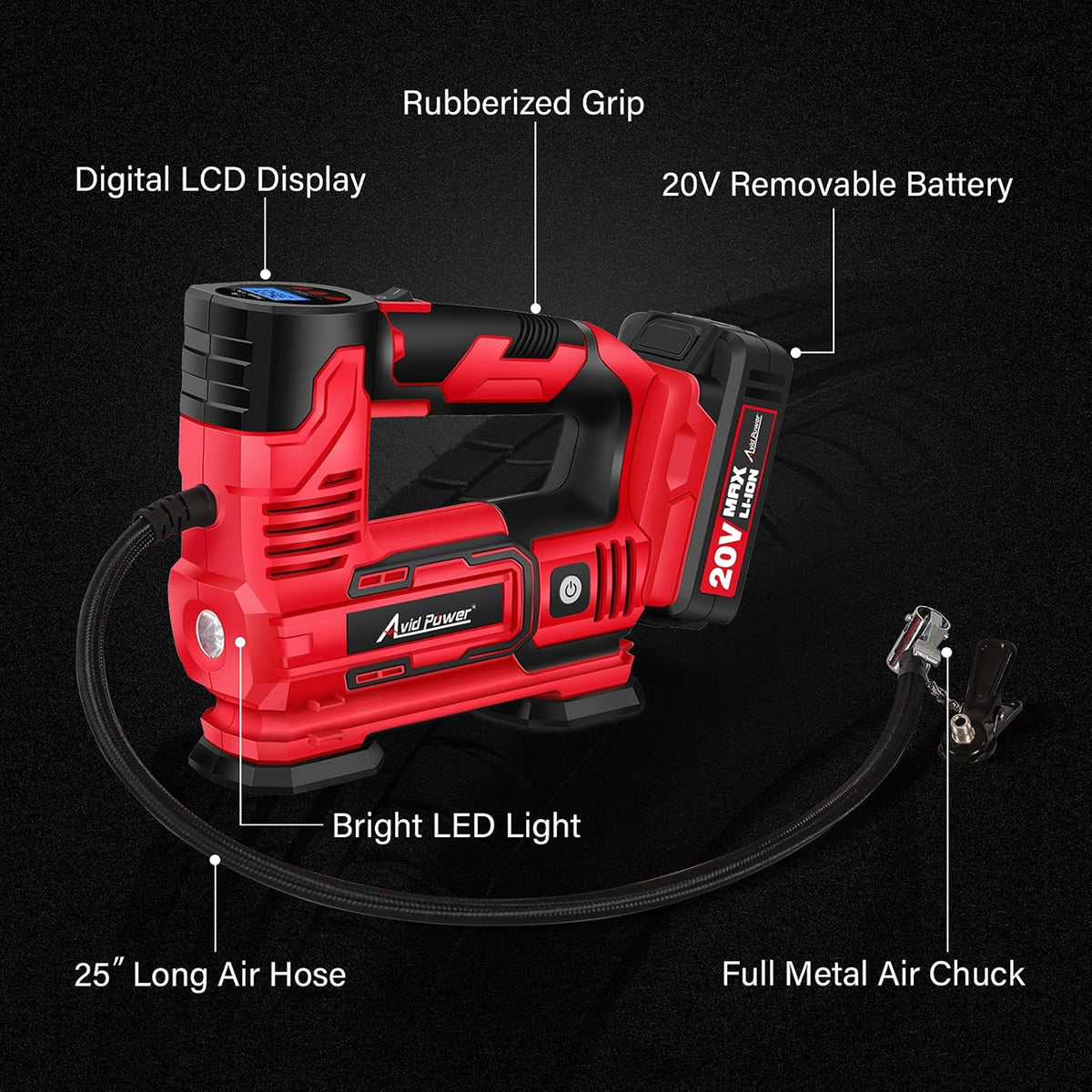 20V Cordless Portable Air Compressor Tire Inflator N953