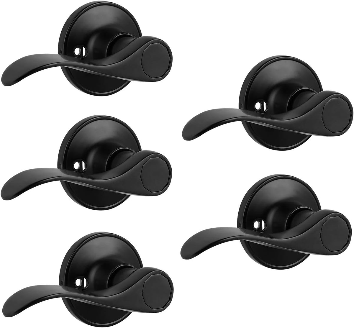 2 Pack Keyless Black Privacy Door Lever Lock Set P33823