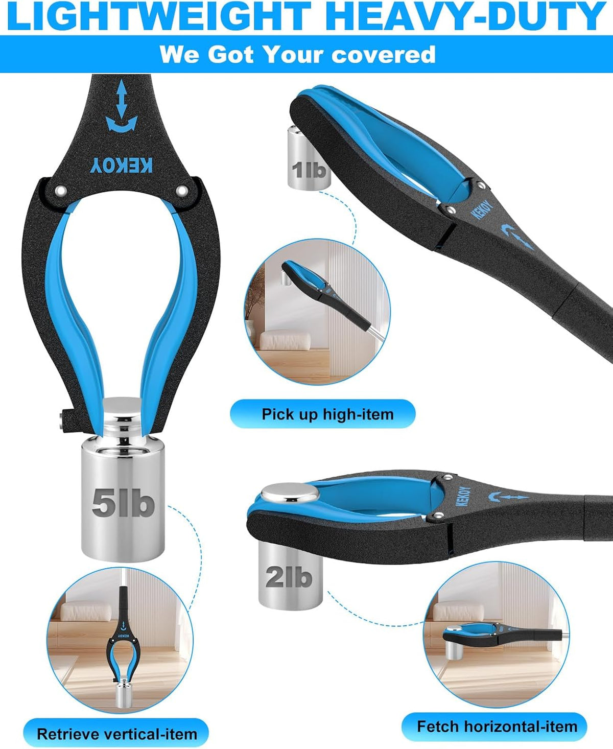 Anti-Slip Rotating Jaw Grabber Reacher Tool with Magnet O96830
