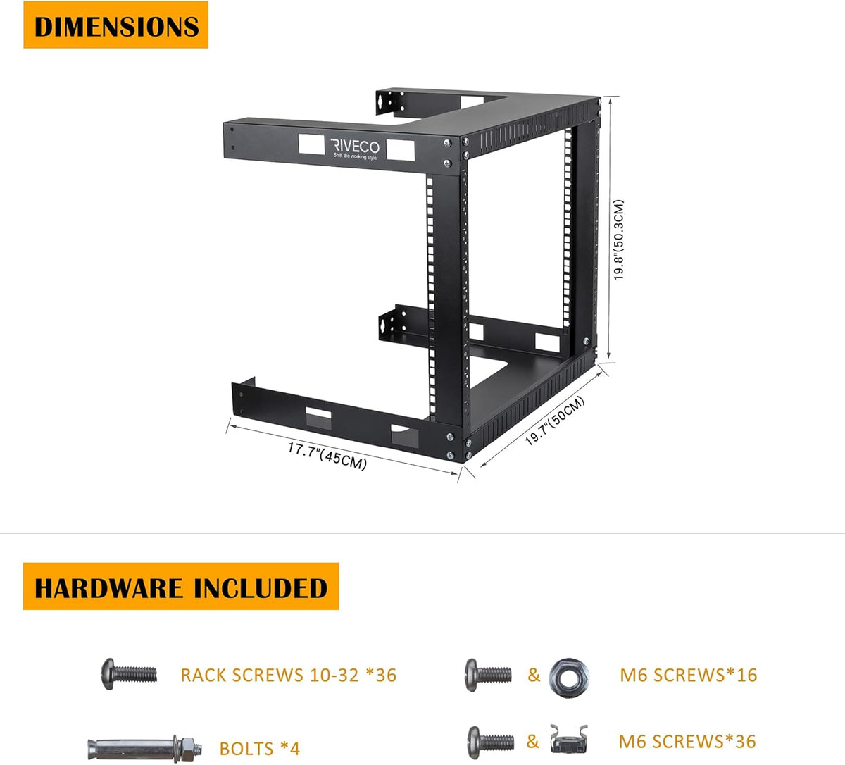 9U 19 Wall Mount Shelf Network Cabinet 17.7 Deep 2 Post Open Frame Rack Black R199