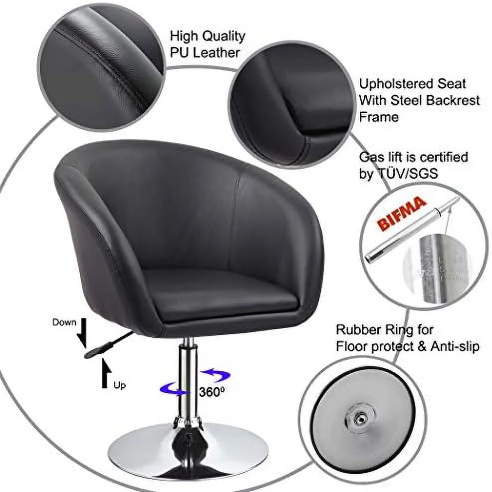 Black Jumbo Size PU Leather Round Swivel Chair F4375