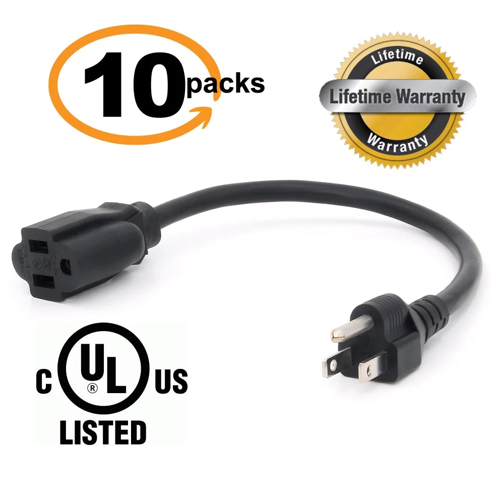 10 Packs Power Extension Cord 16 AWG UL Listed A3820