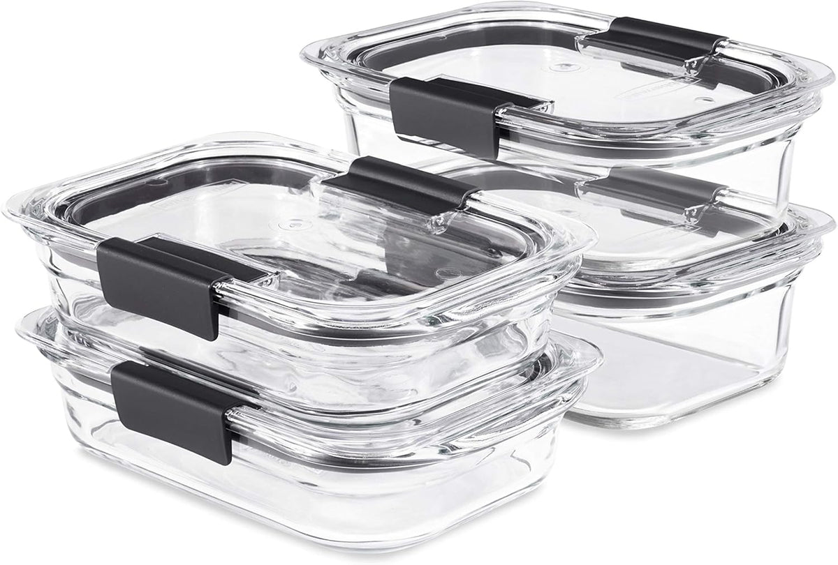 8-Piece Clear Glass Food Storage Containers with Lids L102293