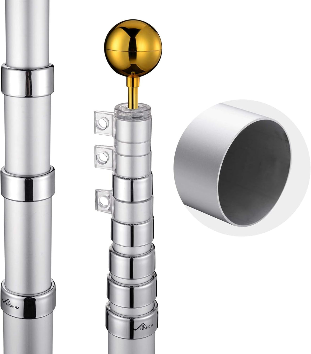 30ft Telescopic Flag Pole Kit Adjustable Aluminum W233644