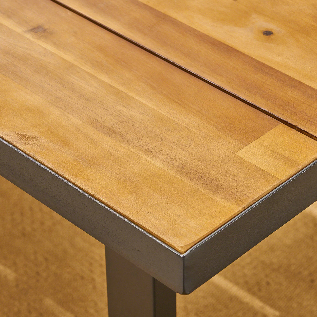 70" Acacia Wood and Iron Dining Table A3199