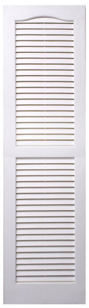 2-Pack White Louvered Vinyl Exterior Shutters E308451