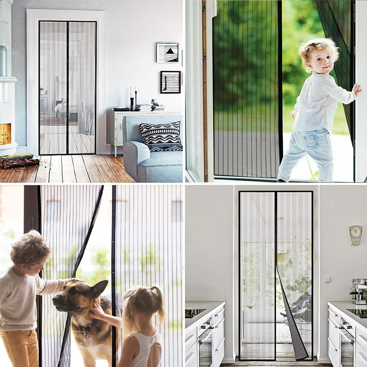 38" x 83" Black Fiberglass Mesh Screen Door C715590