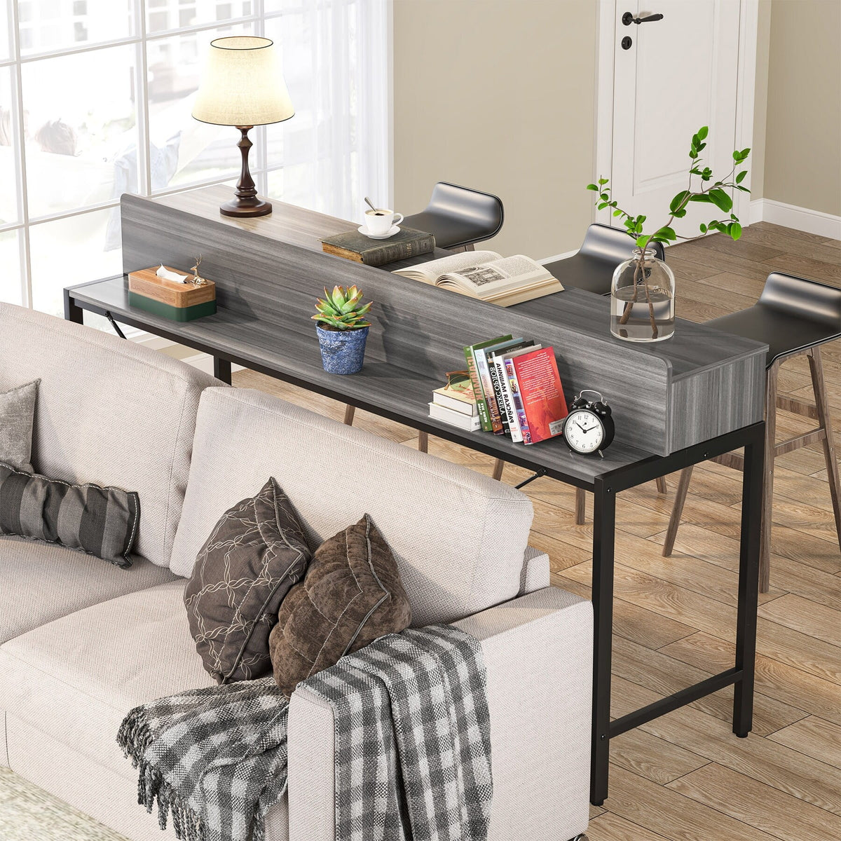 70.9 Inch 2 Tier Narrow Industrial Console Table G969520