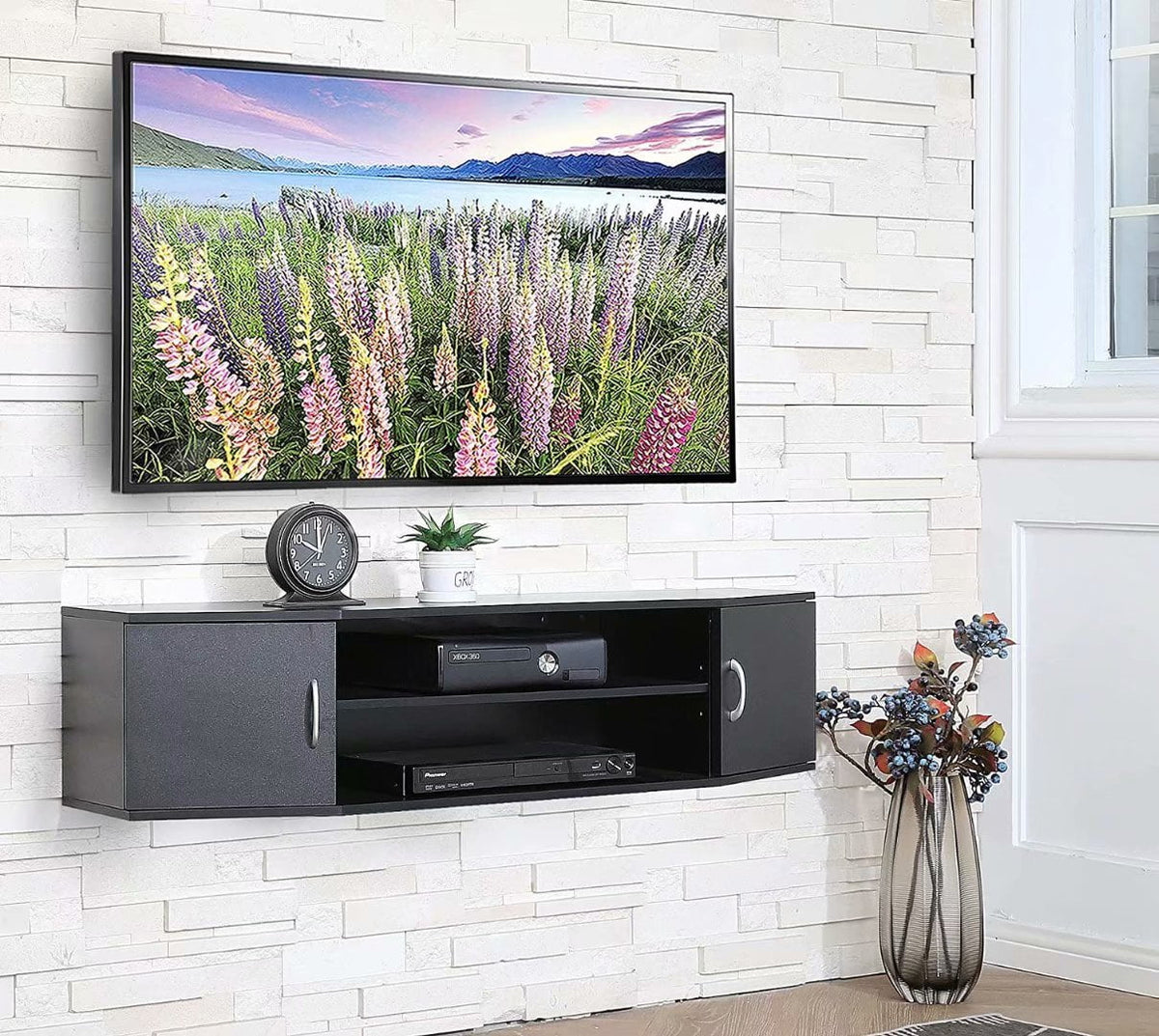 Black Wall Mounted Floating TV Stand H930